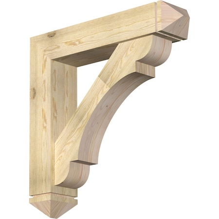 Olympic Arts And Crafts Rough Sawn Bracket W/ Offset Brace, Douglas Fir, 8W X 38D X 38H